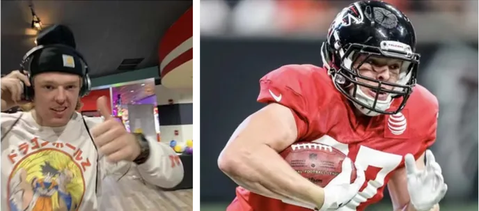 NFL Atlanta Falcons player Jaeden Graham wearing Surge 3D headphones