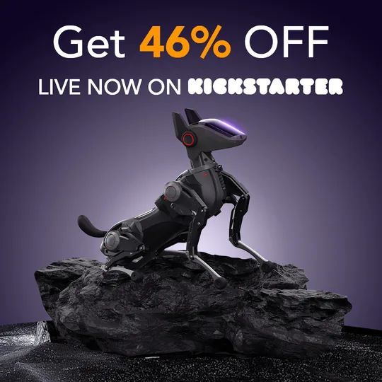 Quadruped robot dog Kickstarter ad creative