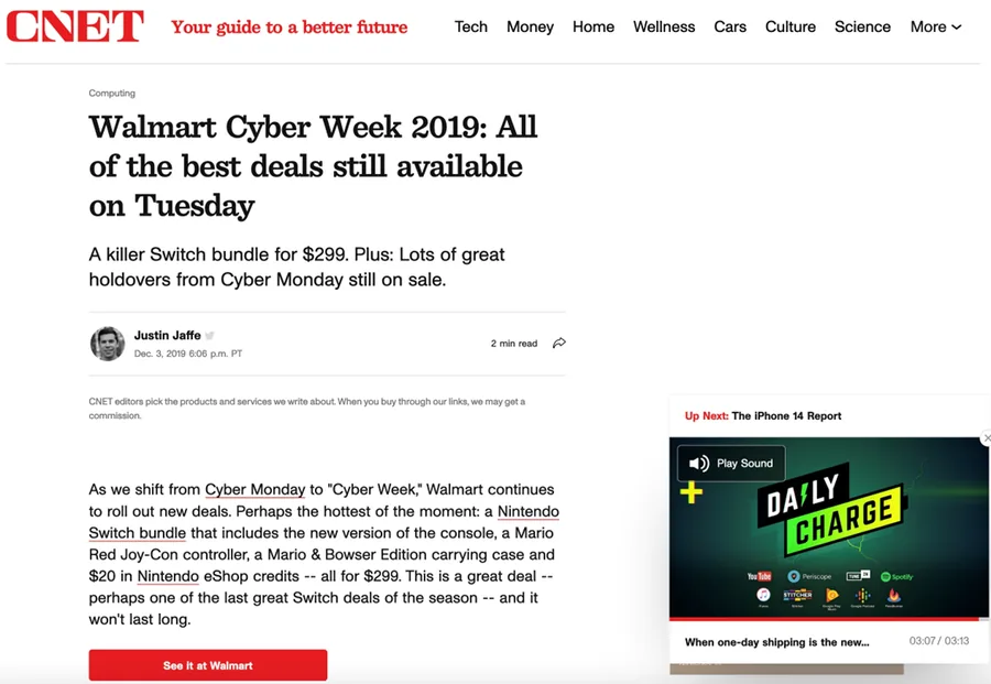 Client products featured in a CNET holiday deals roundup