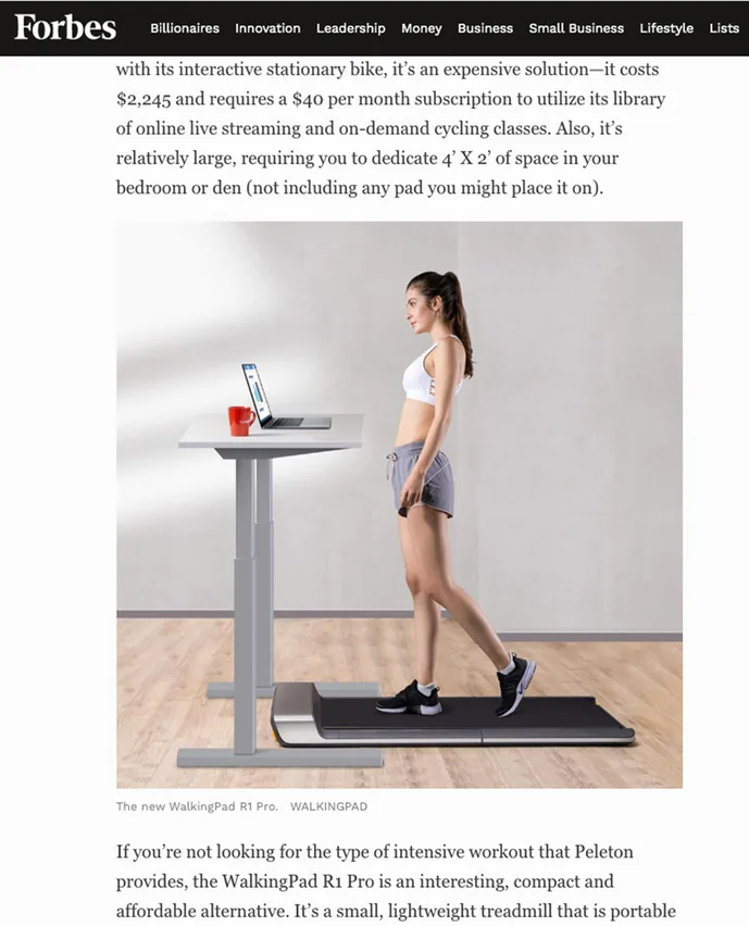 Forbes review of the WalkingPad R1 Pro
